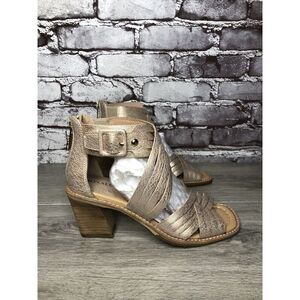 Donald Pliner Junnah Gold Metallic Leather Ankle Strap Heel Sandals Women 5M US